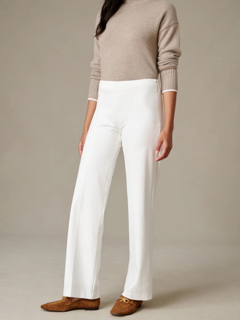 J. McLaughlin Carter Pants Ivory Pull on Wide Leg Trouser Size 12